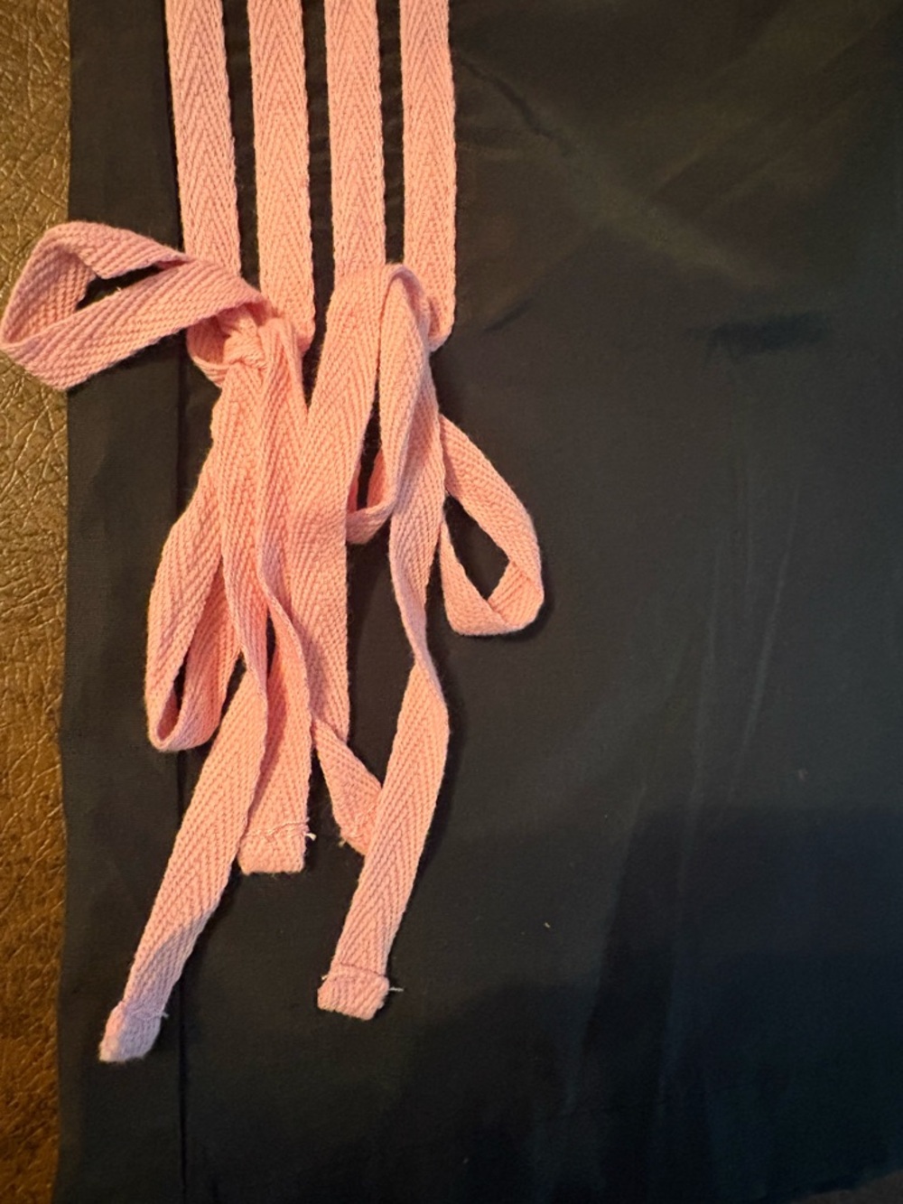 PacSun Black Track Jogger Pants with Pink Side Stripes and Ties Relaxed Fit - Picture 4 of 6